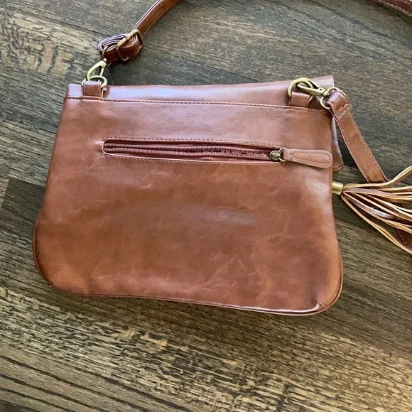 Joy Susan Brown Leather Crossbody Bag Purse EUC - Picture 8 of 8